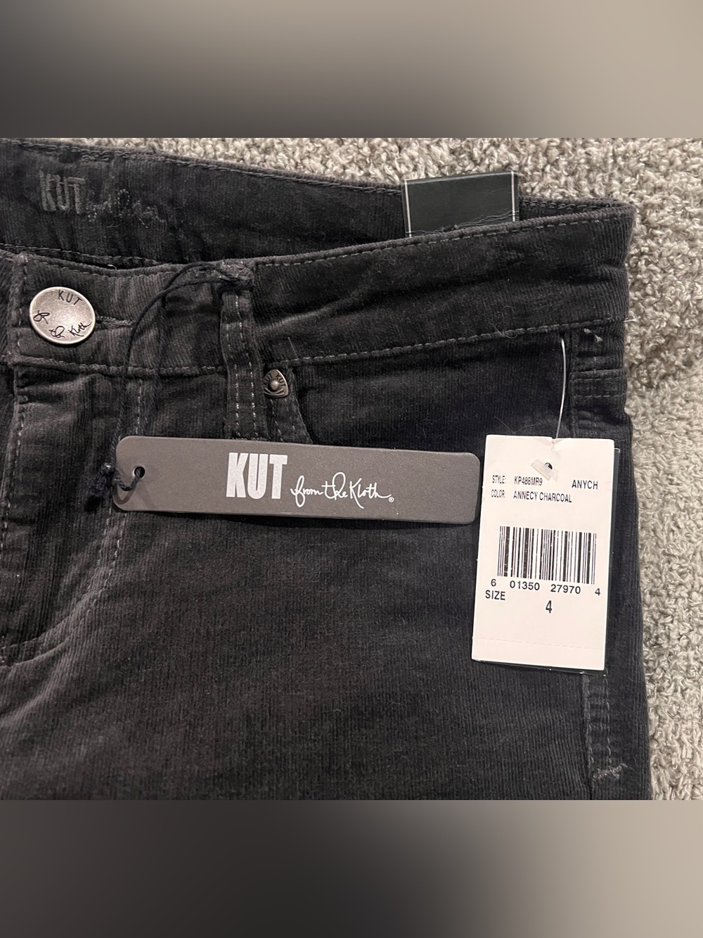 NWT KUT from the Kloth Charcoal Grey Corduroy Pants Size 4 KP488MR9⁠